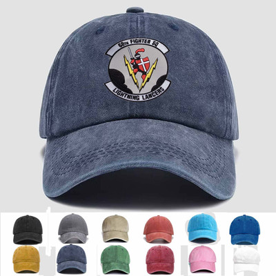 Custom Embroidered Hat 68th Fighter Squadron Lightning Lancers, Trucker Hat