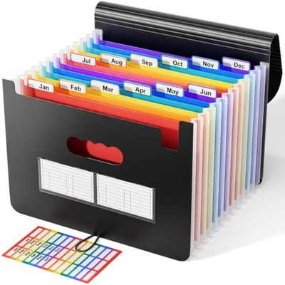 ABC Life Erweiterbarer Aktenordner Akkordeon Datei Organizer 12 Taschen, Tragbar A4