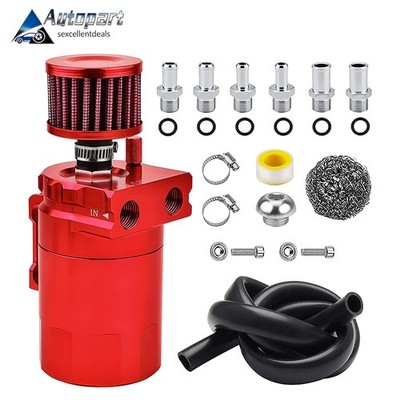 Universal Oil Catch Can Reservoir Tank Kit 3/8'' Fuel Line Aluminum Engine Parts