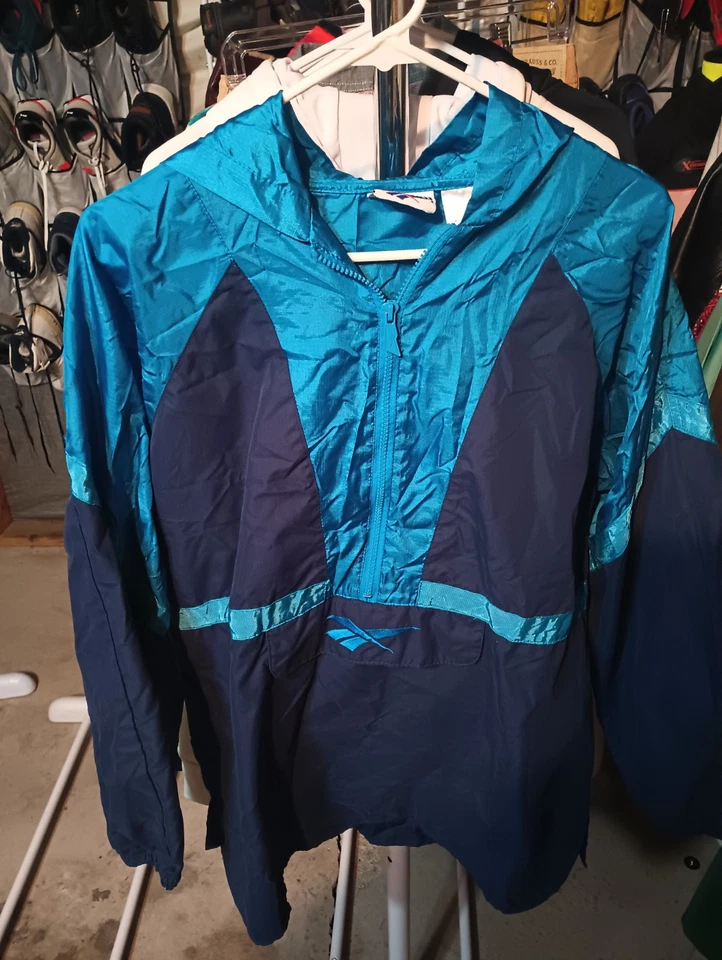 Reebok Vintage 90s Men’s Blue Quarter Zip Windbreaker Track Jacket Size M - Image 2 of 4