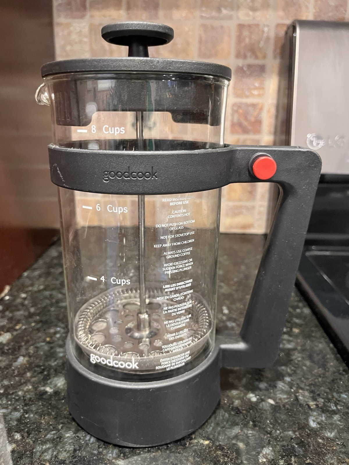 Goodcook 8 Cup Coffee Maker Handle Lid Filter Barware Clear