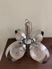 5 Light Vintage Mid Century Modern Chrome Atomic Orb Chandelier Sputnik Fixture