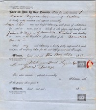 1862 BARNSTABLE BANK STOCK TRANSFER signed JAMES SAVAGE  DAVID HIGGINS (EASTHAM)