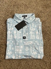 Bad Birdie Core Polo Golf Shirt Men  s Dry Heat Cool Blue   Size Large