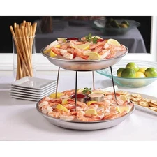 Brushed Aluminum Seafood Tray - 13-3/4"Diam.x1-1/2 D