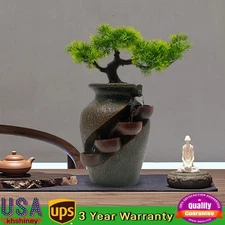 Indoor Tabletop Fountain Water Feature Home Decor Brown Countertop Waterfall