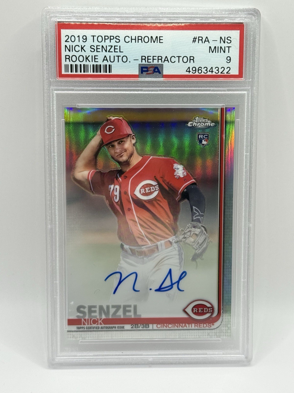 2019 TOPPS CHROME NICK SENZEL ROOKIE AUTO RC REFRACTOR /499 PSA 9 Mint