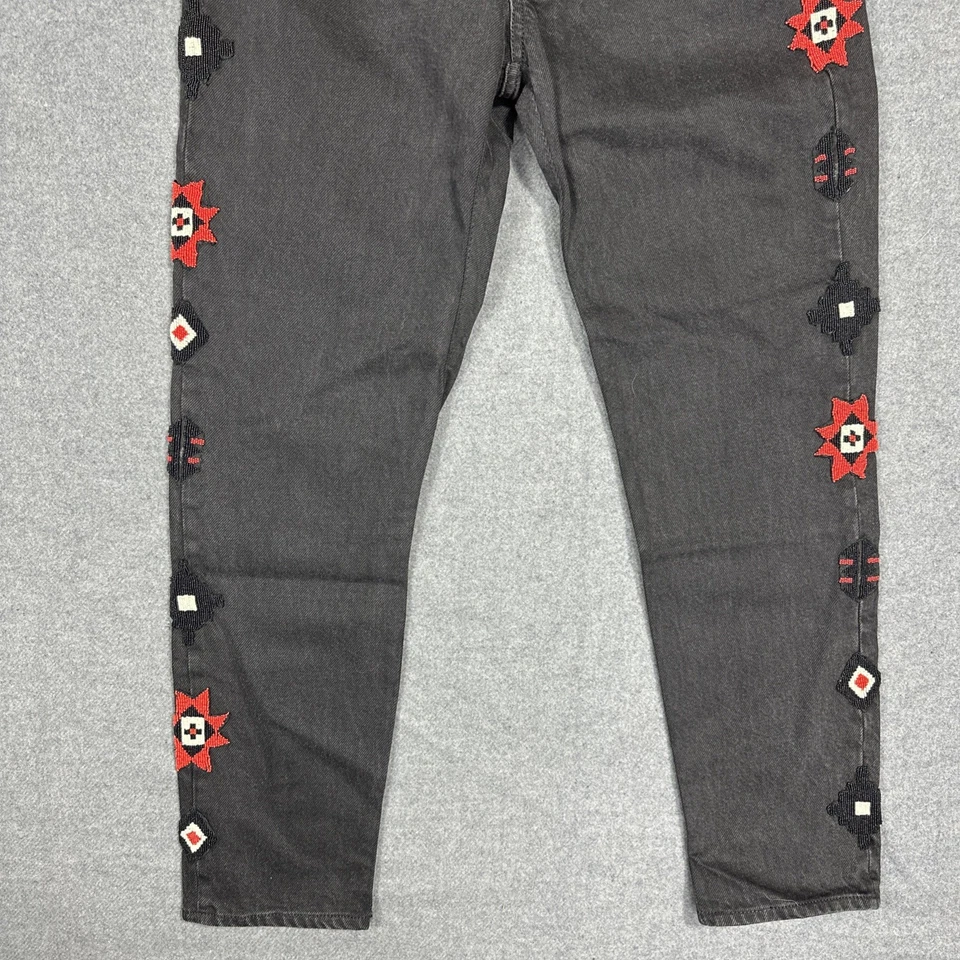 Polo Ralph Lauren 牛仔裤女式 26 绳染色 Avery 男友黑色串珠阿兹特克 — 第 4/4 张图片