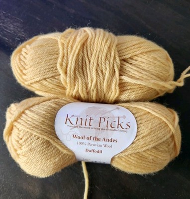 Knit Picks Wool Andes Daffodil Lot 2 Skeins 1 New 1 Partial Worsted Wool