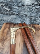 Solid Brass Handle Wooden Walking Stick Cane   Handmade Elegant Gift