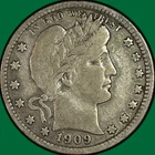 1909-D Barber Quarter Choice Very Fine VF+ Coin #46811