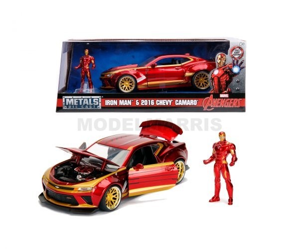 JADA 253225003 MARVEL Iron Man Chevy Camaro SS 2016 Scale 1:24 With Figure