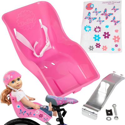 Doll Bicycle Seat - Fits 18-22 Inch Dolls & Stuffed Animals - Pink Bike Seat Att