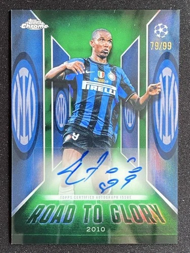 Samuel Eto'O 2025-26 Topps Chrome UCC Road To Glory Green Auto /99 #RTG-SE