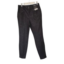 Simply Vera Vera Wang Skinny High Rise Black Snakeskin Polished Twill Pants SZ M