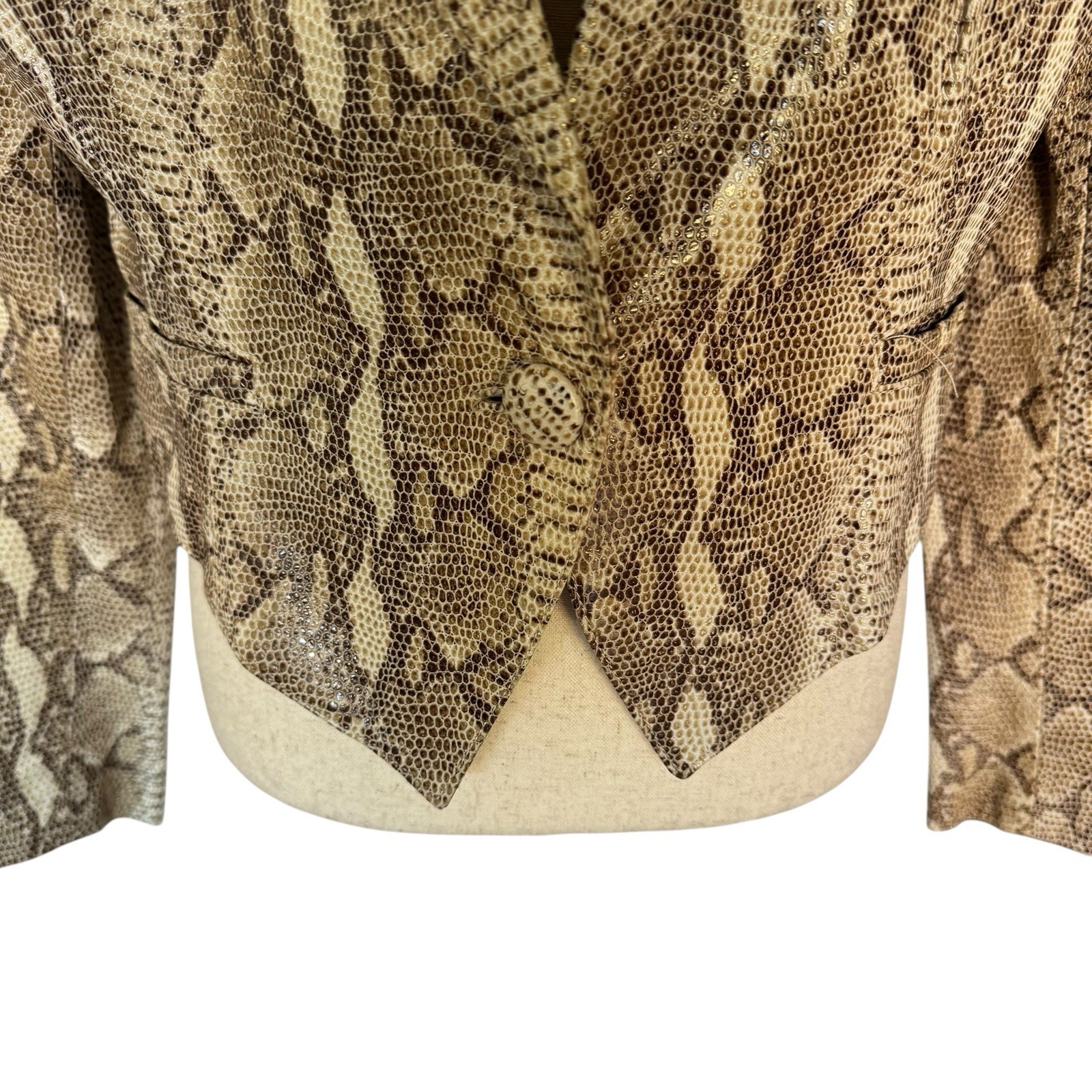Vintage 90s North Beach By Michael Hoban Leather Snakeskin Print Jacket Blazer image 5