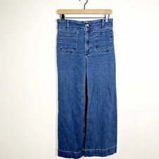 Anthropologie Maeve Colette Cropped Wide Leg Jeans Medium Wash Blue Size 27