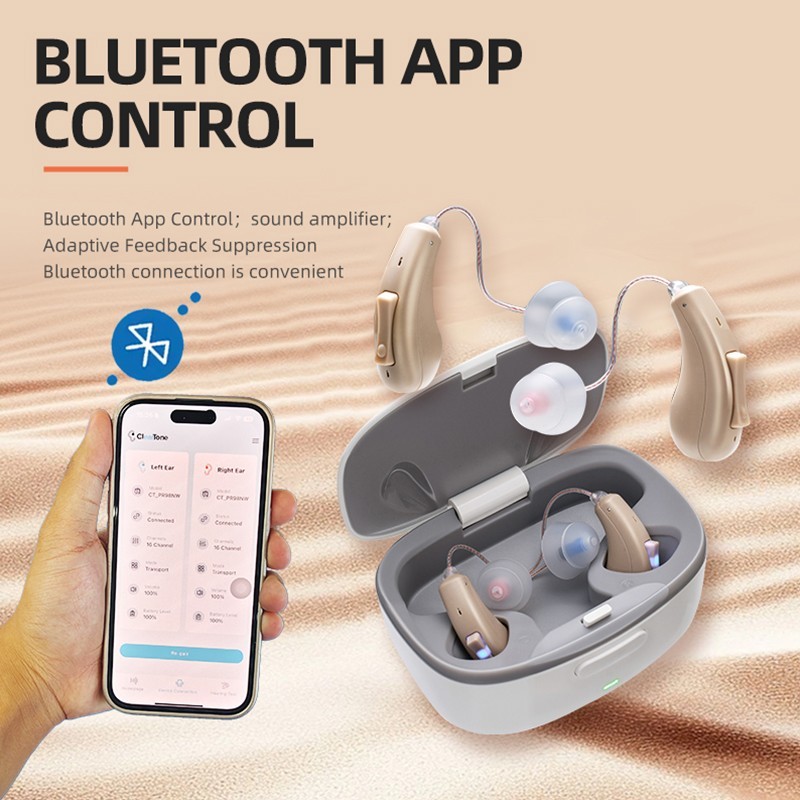 Bluetooth App Control Rechargeable Hearing Aids For Seniors Noise Cancelling OTC