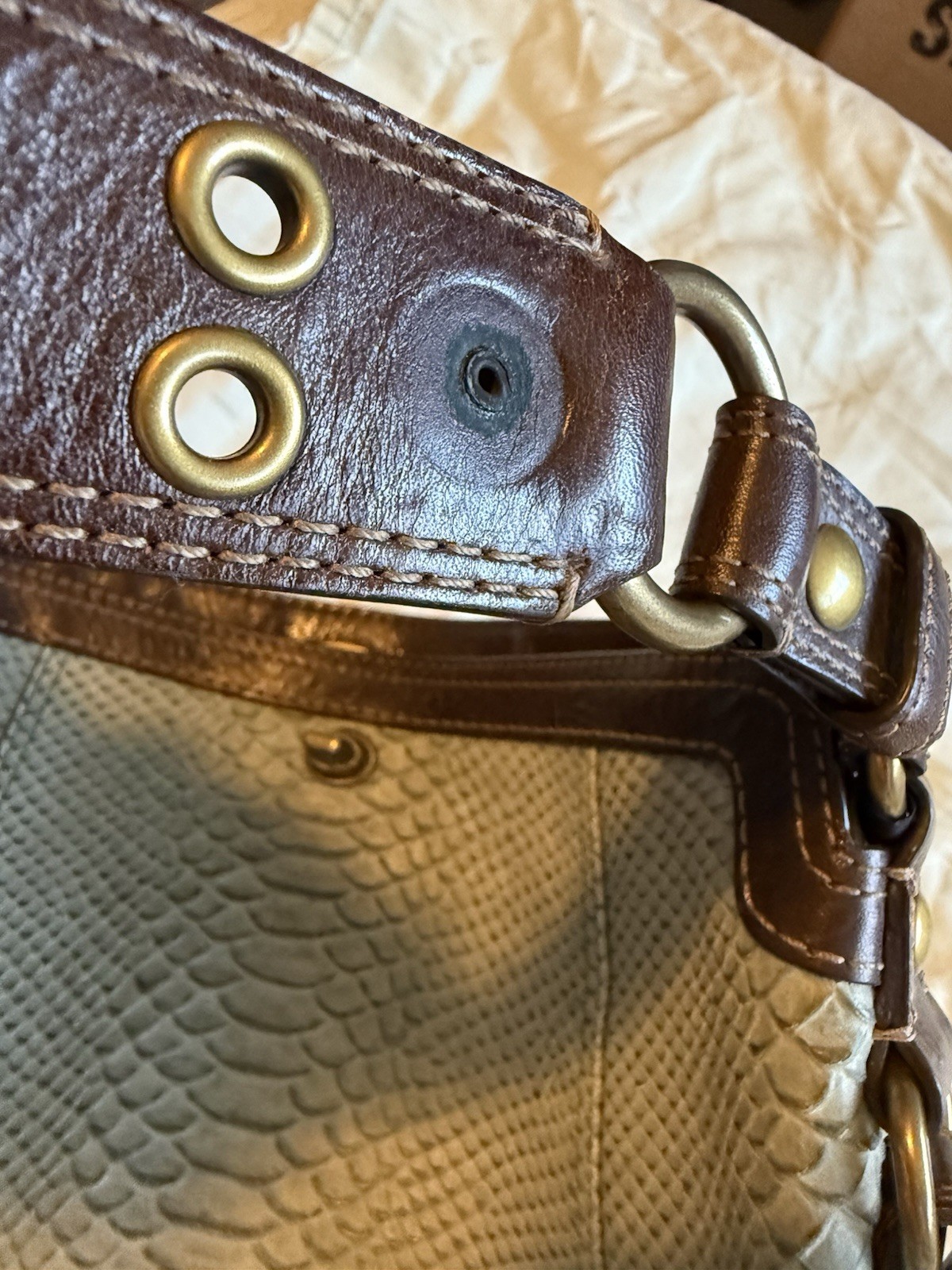 Coach Camilla Python Embossed Leather Bag #11007 - image 4
