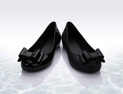 Womens Black Jelly Ballet Flats with Bow Slip On Comfy Shoes UK 2-8