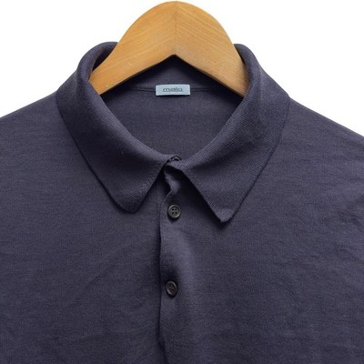 Malo Men's Sz 48 Navy Cotton Knit Short Sleeve Lightweight Golf Polo Shirt Italy