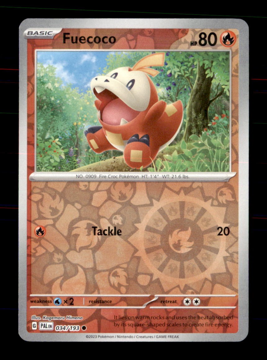 Fuecoco 034/193 Common Paldea Evolved Pokemon Reverse Holo Near Mint
