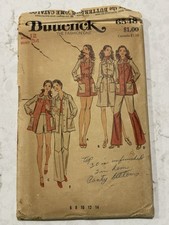 Vintage 70's Butterick Sewing Pattern 6548 Size 12 Dress Top Pants Shorts