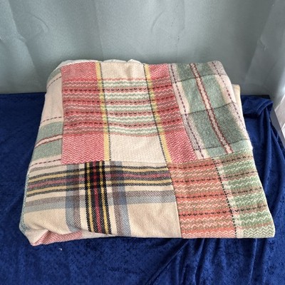 Anthropologie Scottish Wool Blanket 70x62 Multicolor Squares Plaid (hom4)