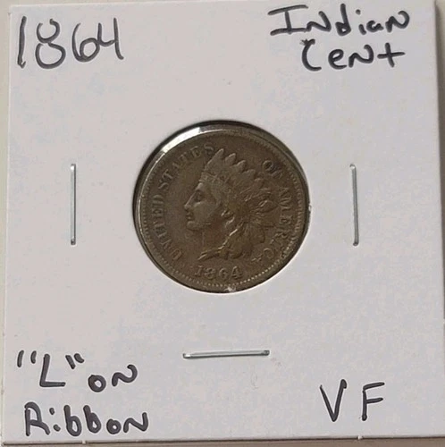 1864 One Cent Indian Head With Distinctive "L" On Ribbon - VF - (RAW2609 )