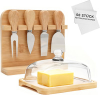 Butterdose Glas Mit Deckel, KäSemesser Set & 50 Butterpapier