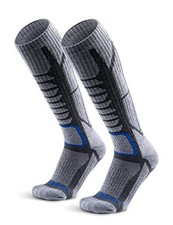 Merino Wool Ski Socks for Men Women, Knee-High Small 2 Retro Grey 2 Pairs