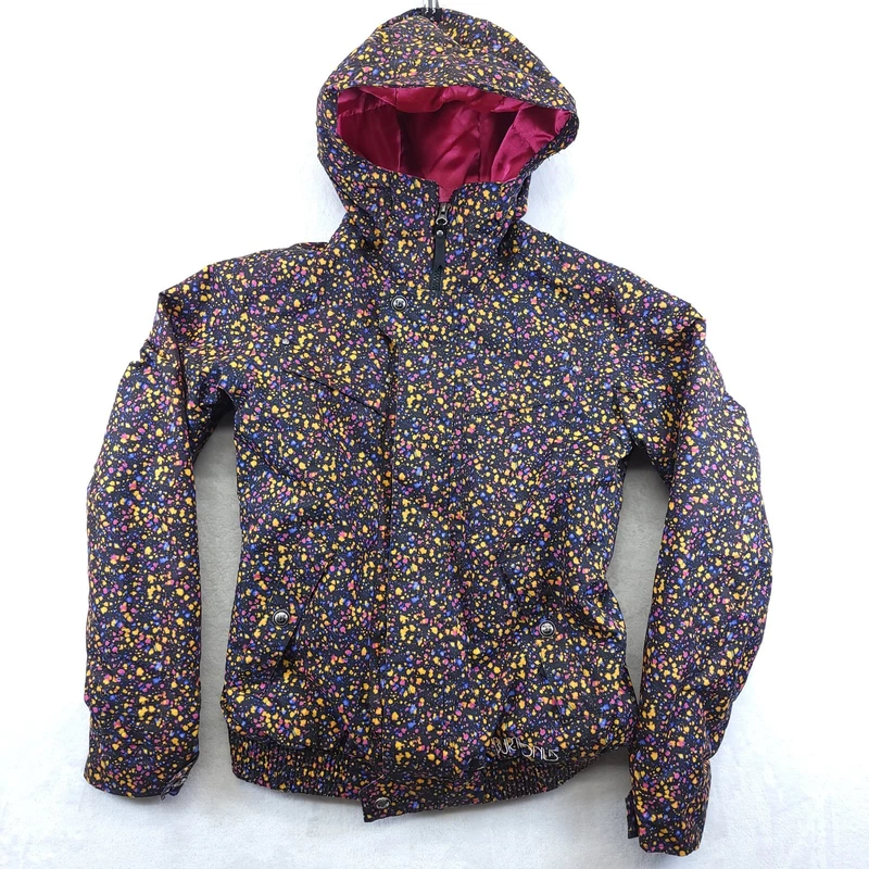 burton dryride tabloid polka dot hooded coat jacket