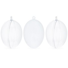 Set of 3 Clear Plastic Egg Ornaments 4.35 Inches 100 mm 