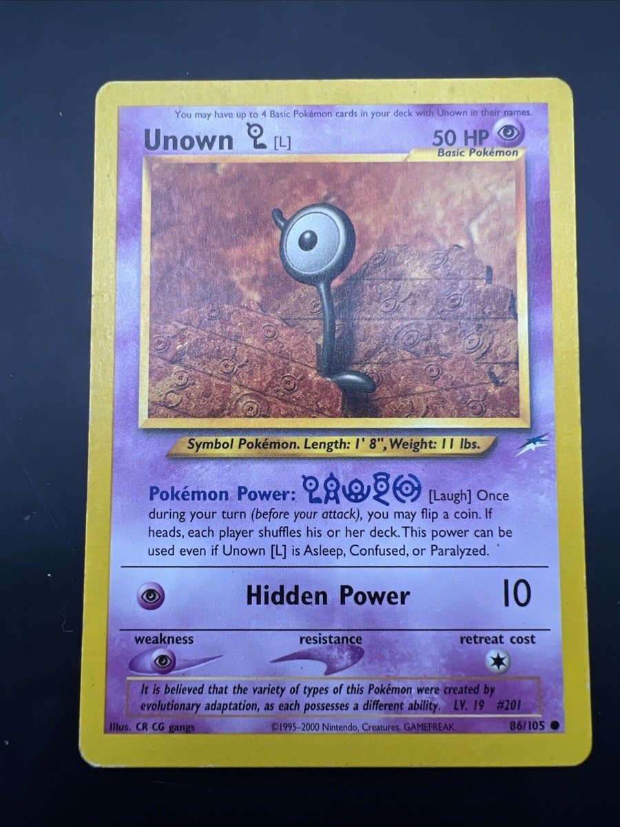 Original Unown (L) 86/105 From 2000 Neo Destiny , Set Pokmon Card Original Unown (L) 86/105 From 2000 Neo Destiny , Set Pokmon Card