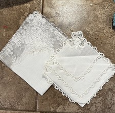 Two Beautiful White Lace Hankies Wedding Bride