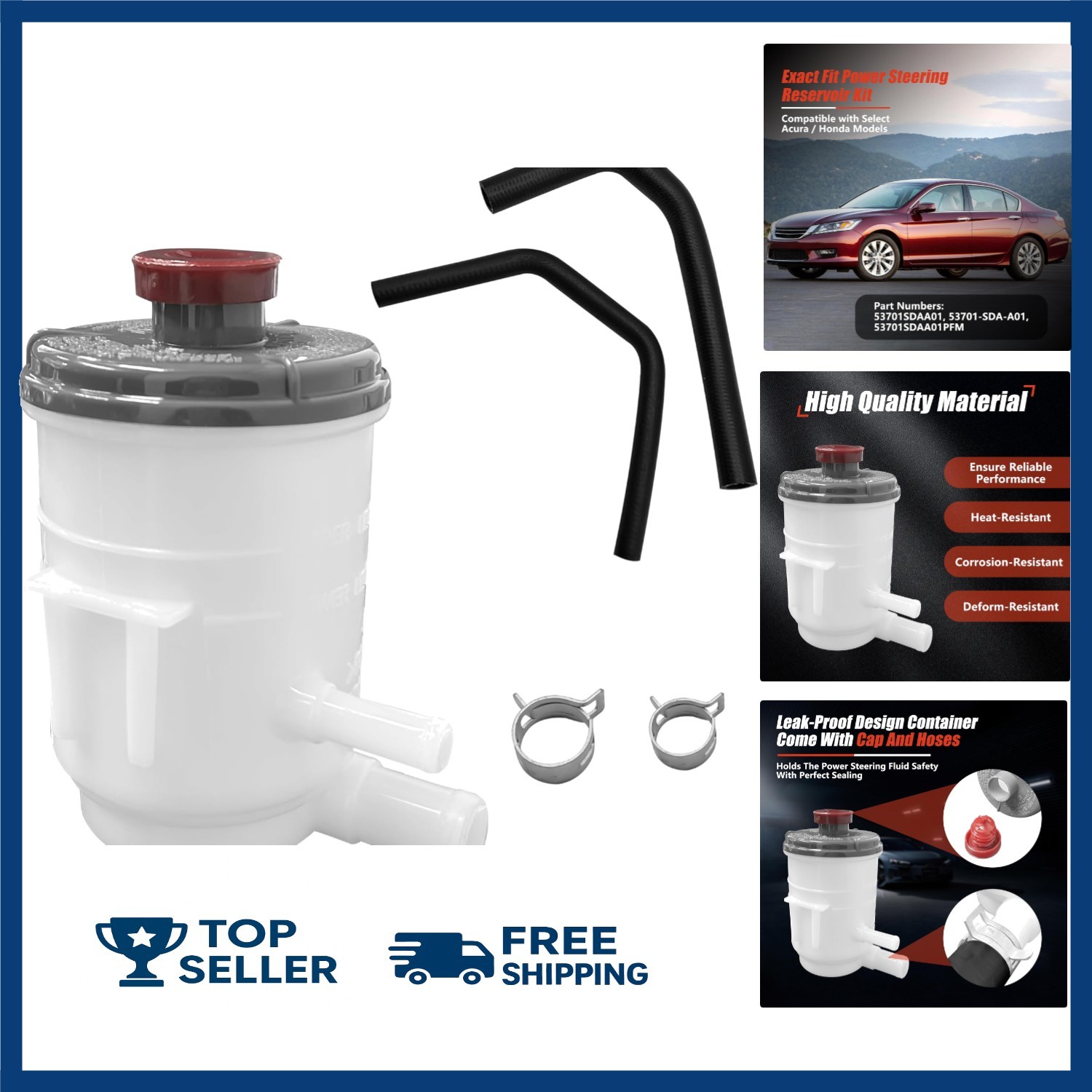 Power Steering Reservoir Kit with Hoses Fits Honda Accord Acura TL TSX RL 03-07