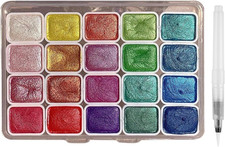 Metallic Watercolour Paints Set, 20 Colors Glitter Watercolour Paint Set, Solid