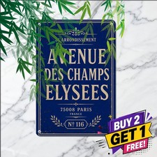 Paris France Avenue Des Champs Elysees Retro Street Metal Sign