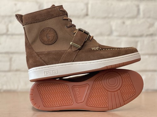 Polo Ralph Lauren Sneakers Ranger Brown Sail Suede Leather Boots Men Size 9.5