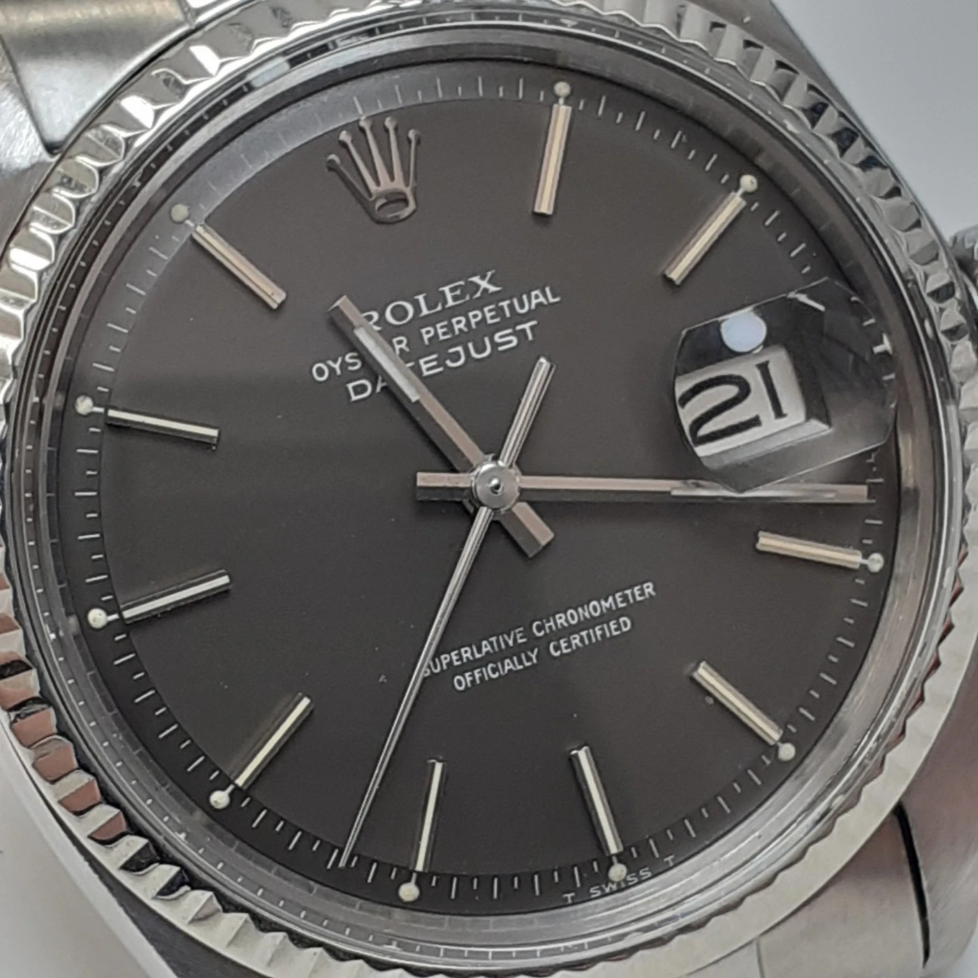 Rare Rolex Datejust 36mm Chocolate Dial Jubilee Steel Gold Bezel Watch 1601 1970