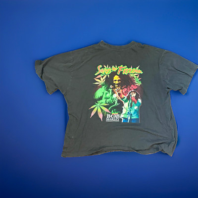 90s Vintage Bob Marley Double-Sided Graphic Print Black T-Shirt Mens 2XL