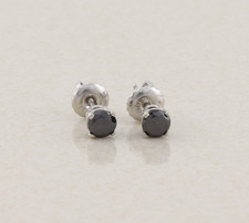 10k White Gold Black Diamond Earrings Studs ....