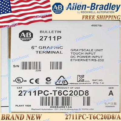 New Sealed AB 2711PC-T6C20D8/A Panel View Plus 6 600 Ethernet RS232 Free Ship US