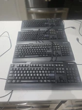 Lot Of 4 Lenovo KU-0225 USB Wired Keyboard And 4 Mice