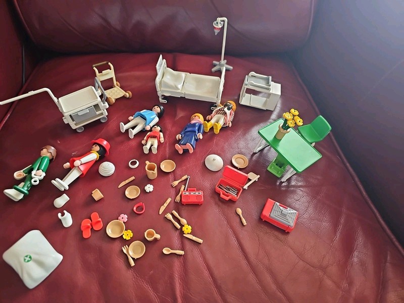 Vintage Playmobil Toy Hospital Room Play Set  Incomplete Set
