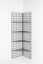 6ft Black /Chrome Corner Grid Mesh Display Unit With 4 Shelves– Heavy Duty
