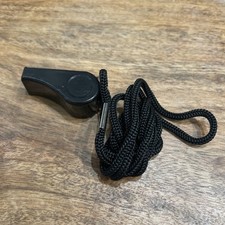 Plastic Youth Sports Whistle with Lanyard, Black