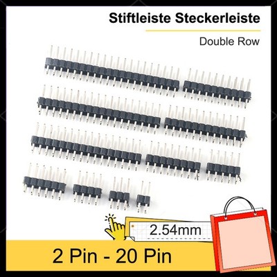 2,54mm Schwarz Stiftleiste 2 x 2 Pin-40 Pin Steckerleiste Pin Header für Arduion