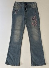 Girls Bootcut Jeans Faded Glory Embroidered Stretch Size 12 READ