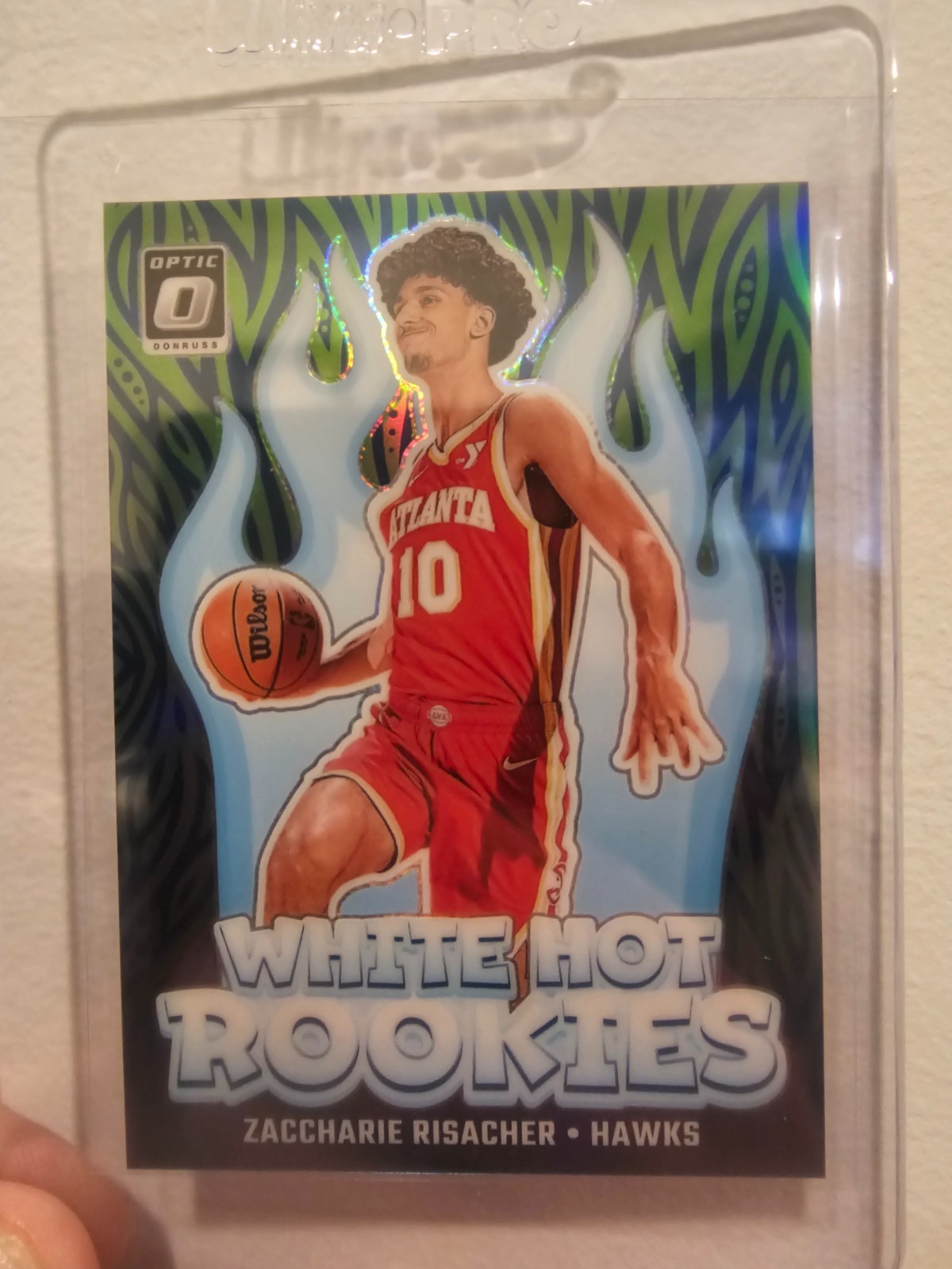 Zaccharie Risacher RC 2024-25 Donruss Optic White Hot Rookies Lime Green /199 #4